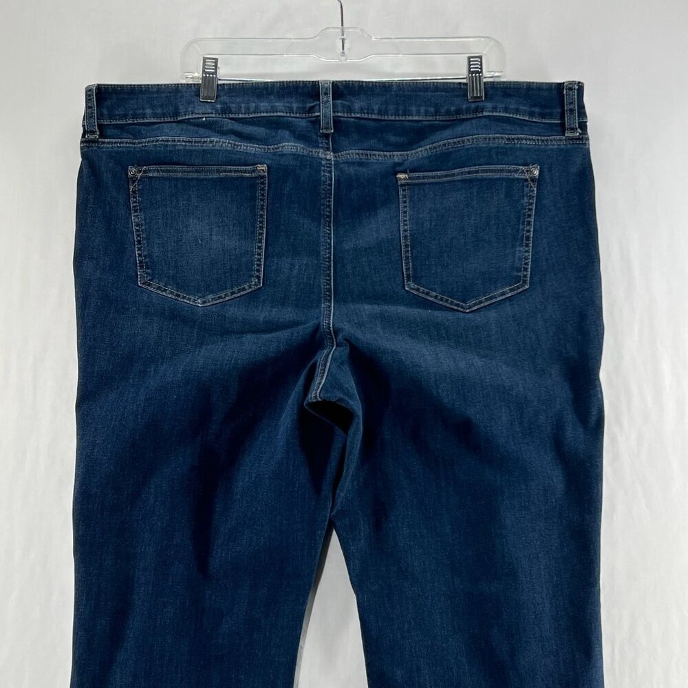 Chicos Straight Leg Jeans Women 4R Stretch Denim Mid-Rise Zip Fly Dark Blue Wash - Picture 6 of 12